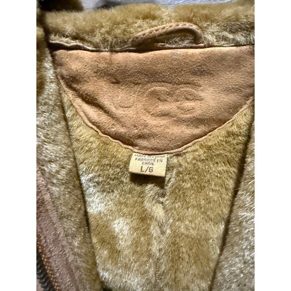 UGG- Shearling Hooded Coat - Tan - Size L W - Picture 2 of 8